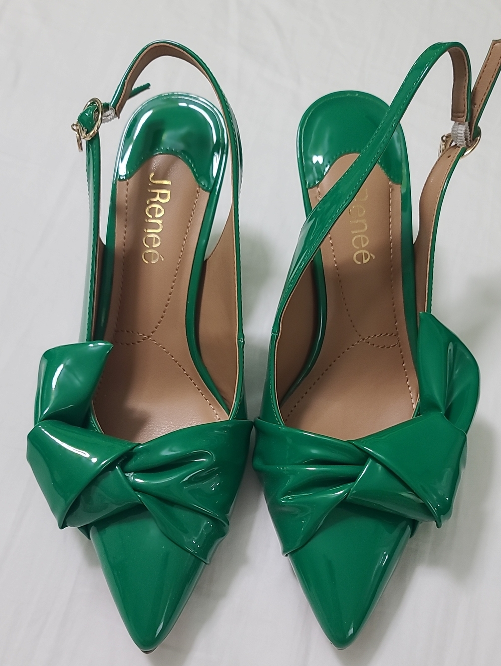 Green Patent Slingback Pointed-Toe Pumps Size 8.5M
